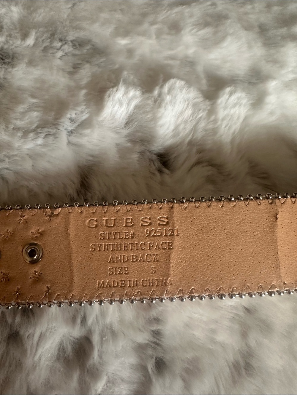 GUESS Tan Studded Western-Style Belt with Silver Buckle - Picture 2 of 5